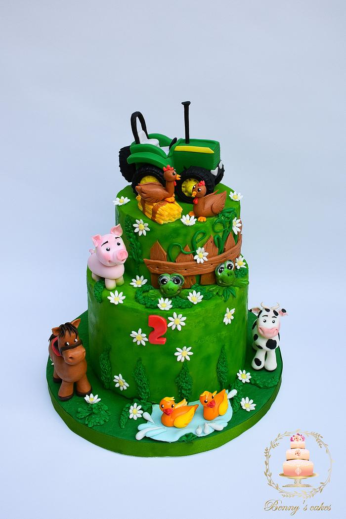 Farm cake with tractor
