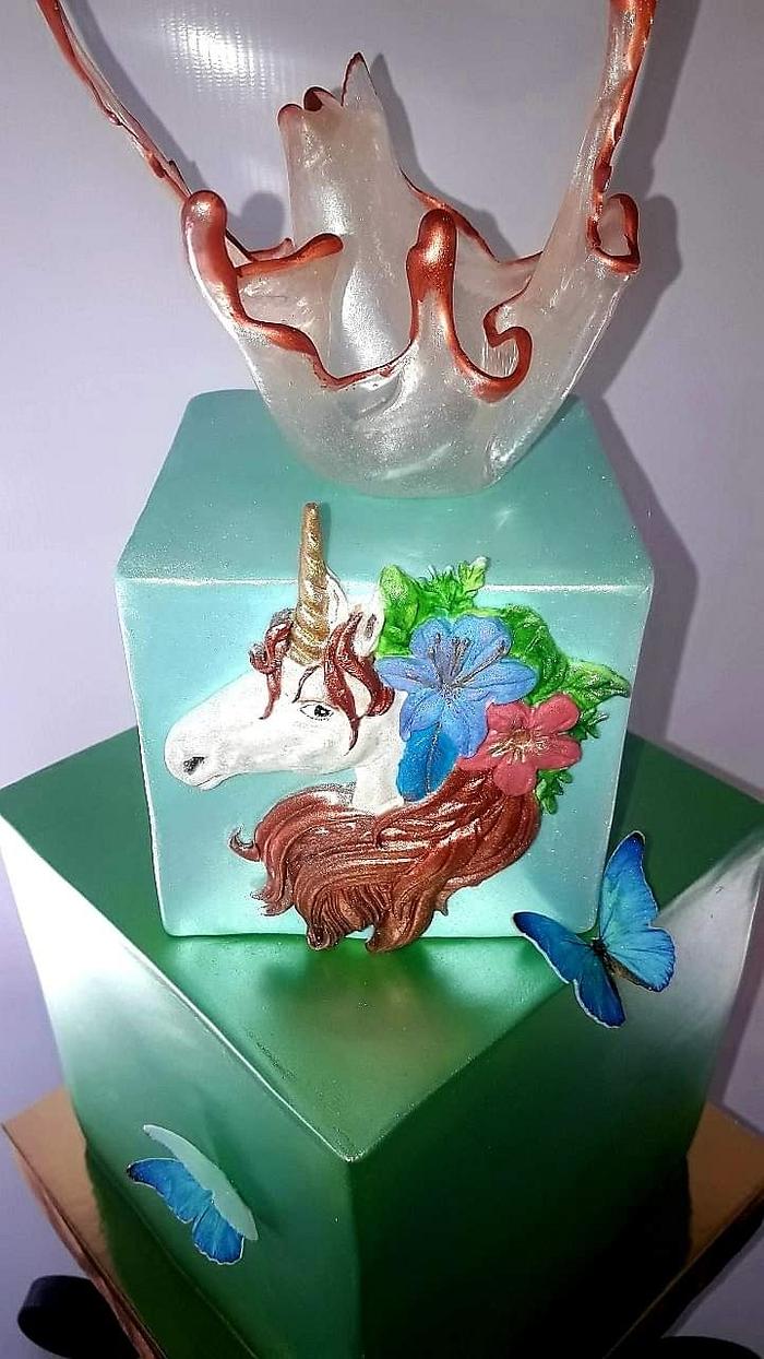 Square unicorn cake