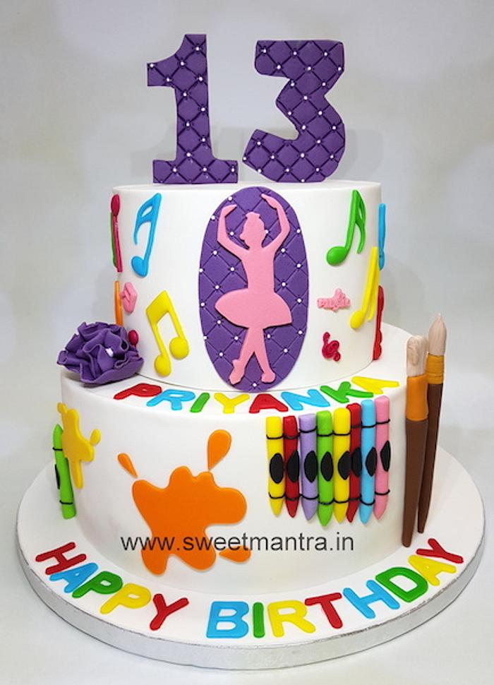 Dance and Painting theme cake for teenage girl's 13th - CakesDecor