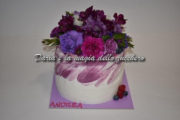 Purple flowers cake