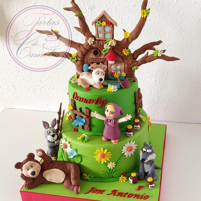 TARTA MASHA Y EL OSO - Decorated Cake by Camelia - CakesDecor