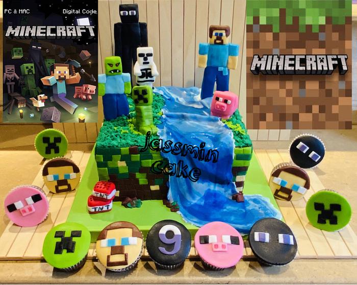 Minecraft fondant cake