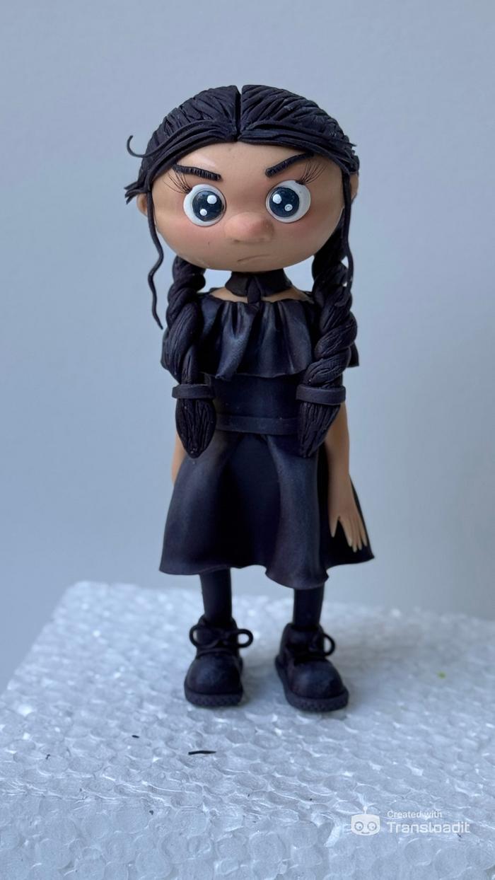 PDF tutorial, halloween   Wednesday Addams inspired , topper, fondant girl