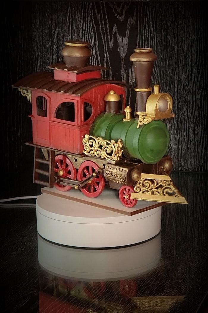 Chocolate Retro Train. Christmas travel vintage style.