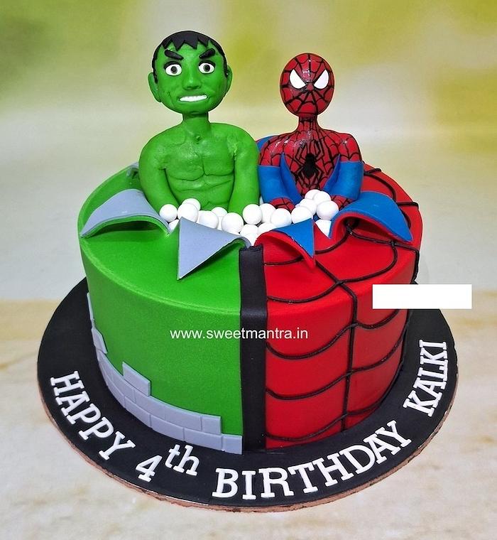 Hulk and Spiderman cake