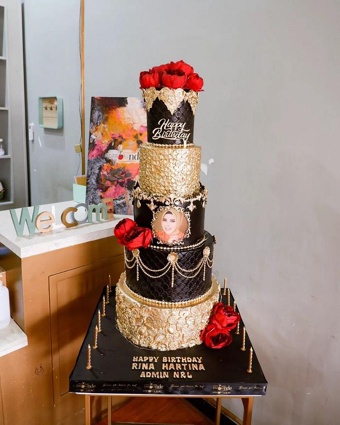 Black and Gold Custom Cake