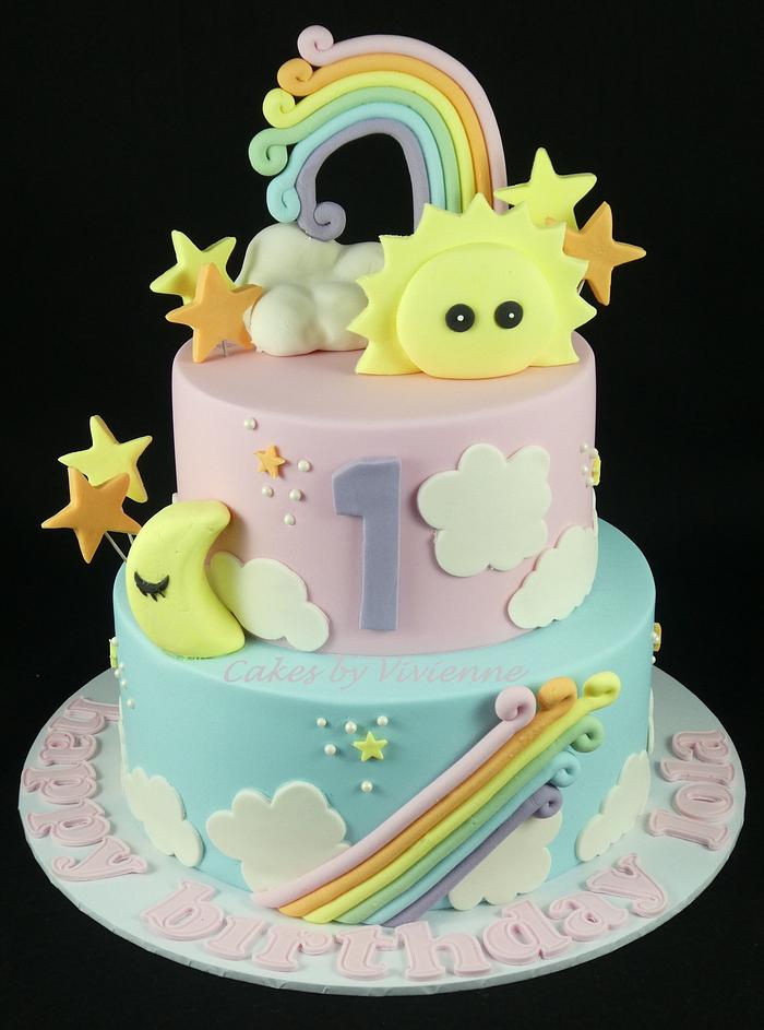 Pastel Rainbow Birthday Cake