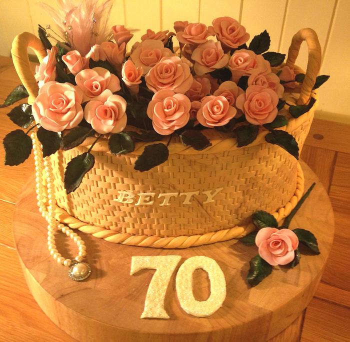 Basket of Roses - 70th Birthday