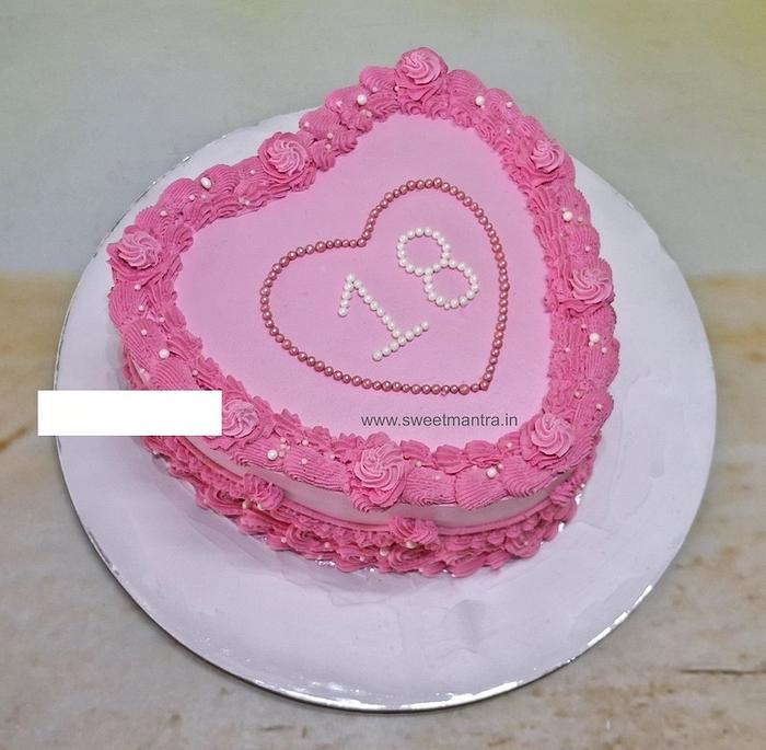 18th birthday heart shape pink cake