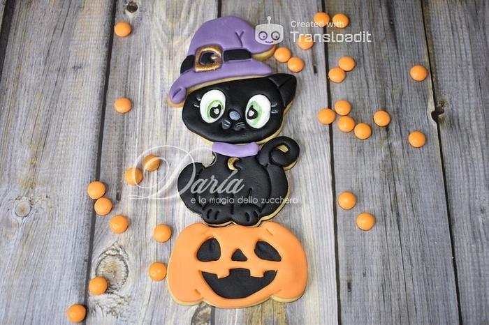 halloween black cat cookie