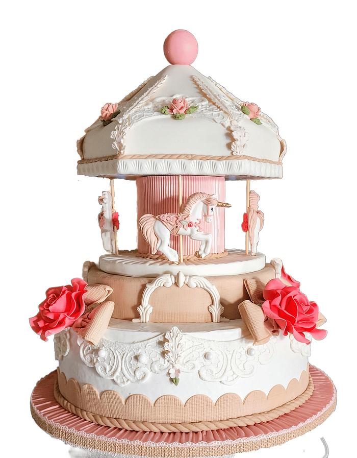 Unicorn carousel cake 