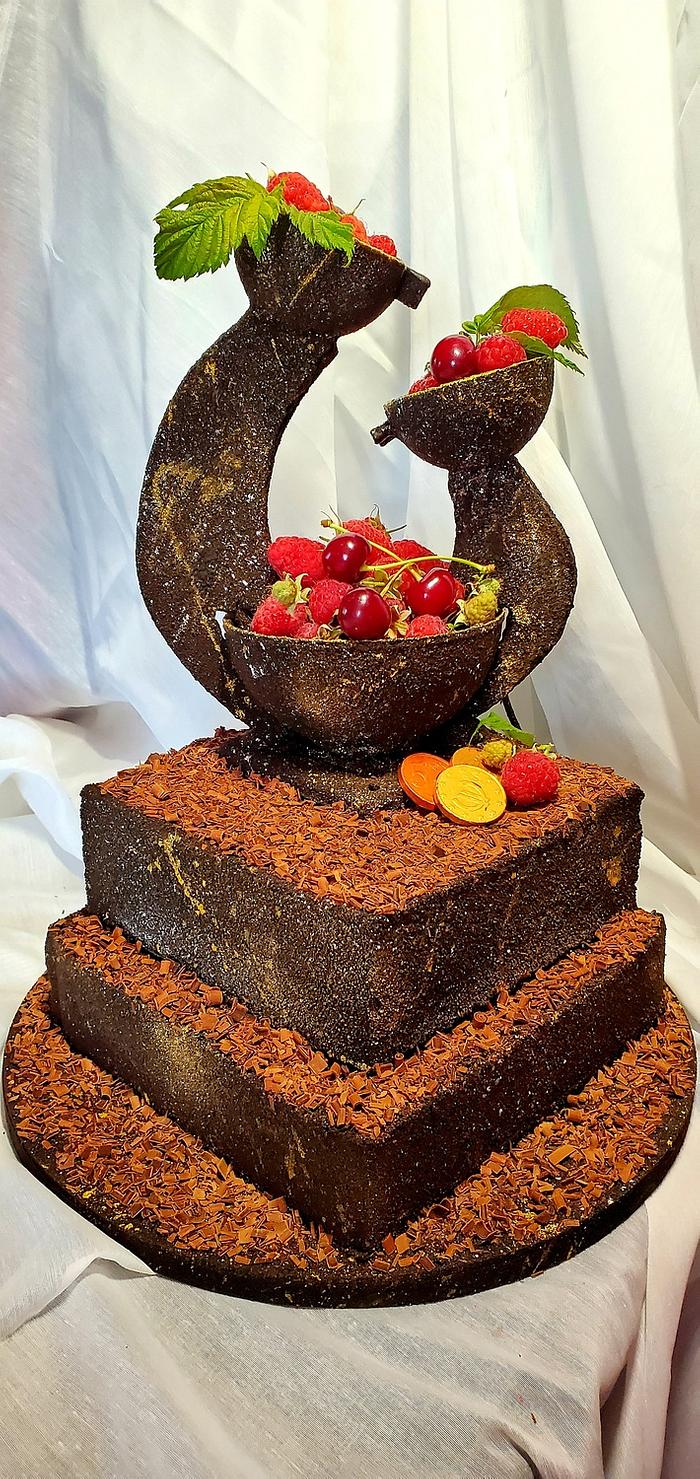 Order Fountain Cake 1kg(C&B) Online From GLORY DIGITAL SEVA