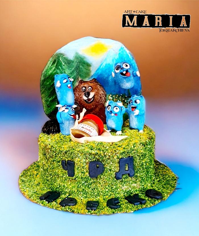 Grizzy and lemmings theme cake