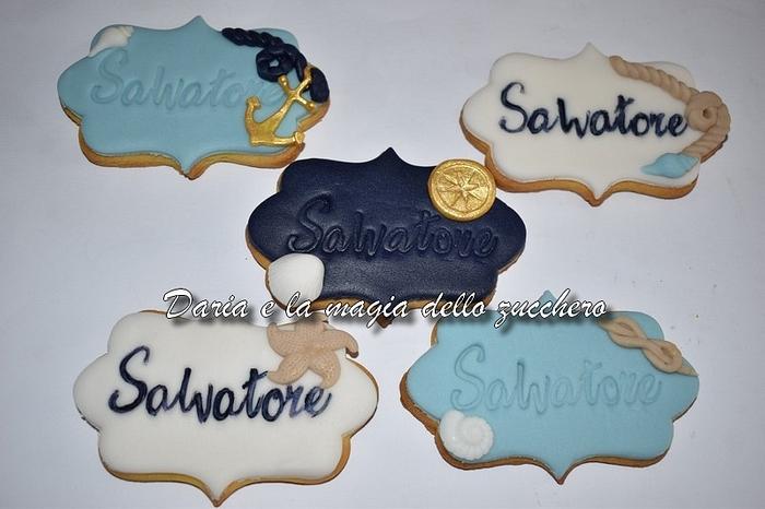 First communion marine theme cookies