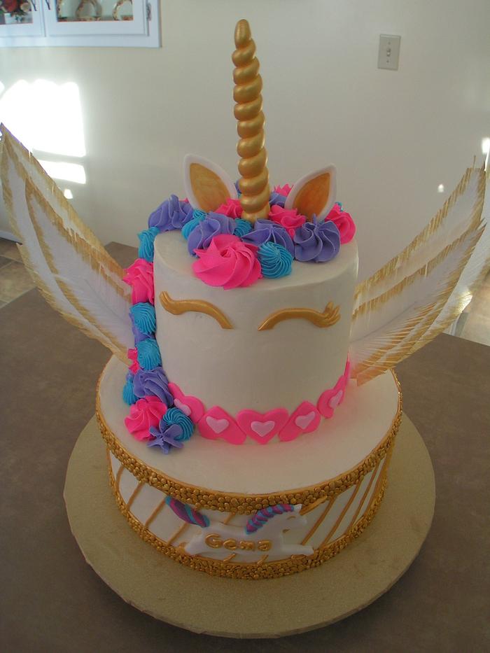 Unicorn cake with Sugar Wings