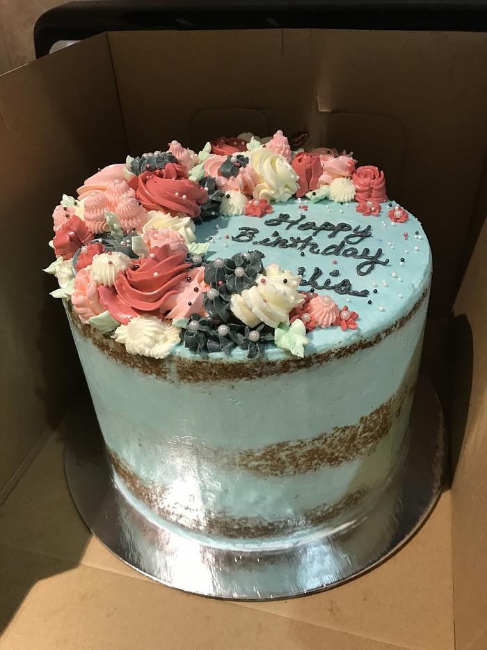 Semi-Naked Floral Cake