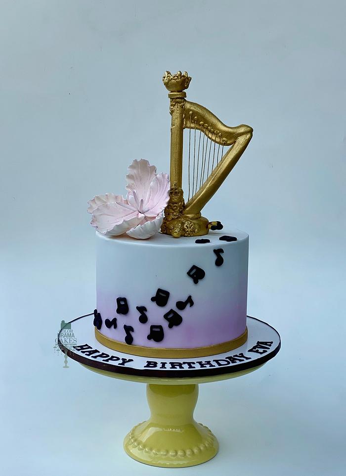 Harp themed cake. 