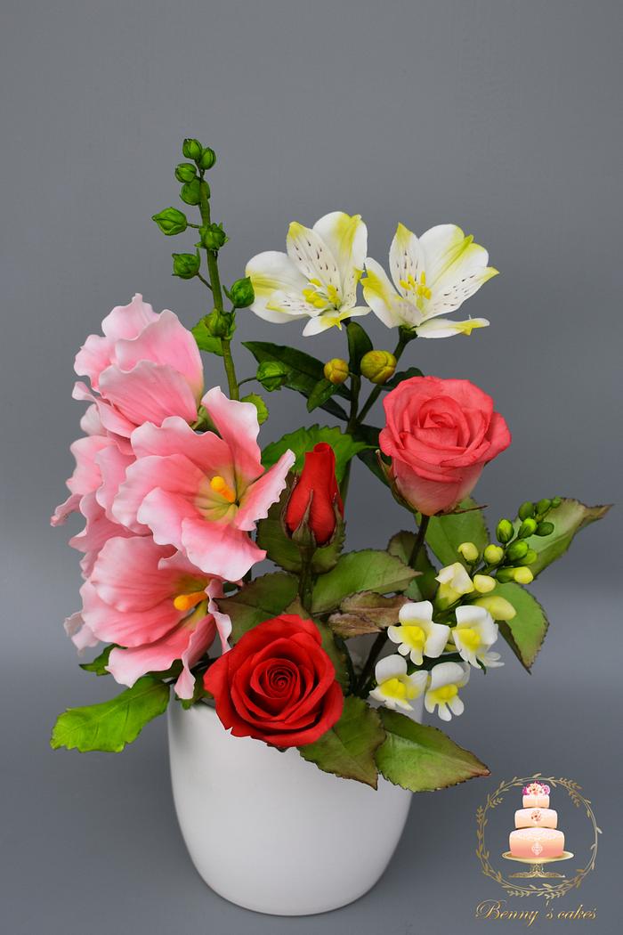 My flowers for Sugarflowers and Cakes in Bloom World Cancer Day