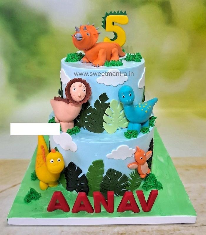 Dinosaur double layer cream cake