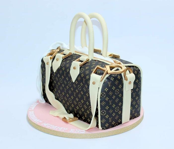Louis Vuitton white Suitcase Cake - Decorated Cake by - CakesDecor