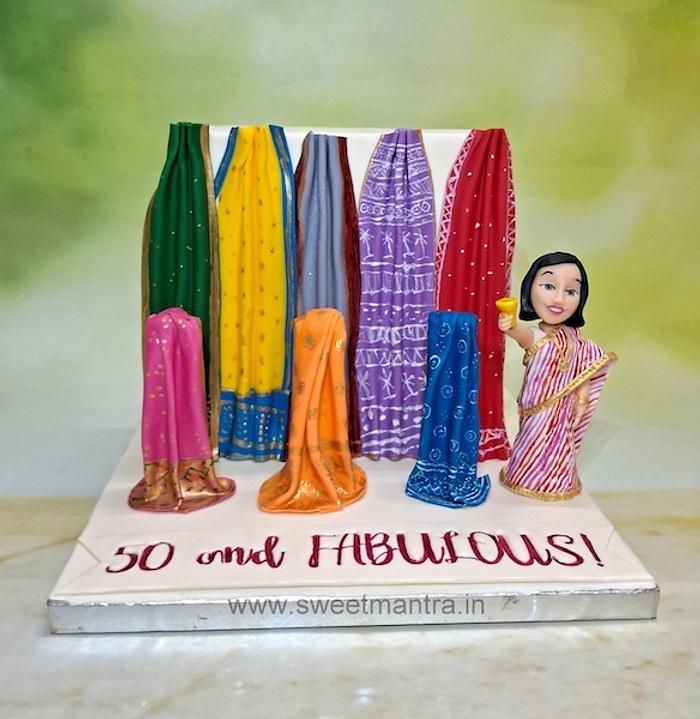Saree love cake for wife's 50th birthday