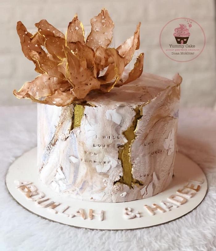 32 Jaw-Dropping Pretty Wedding Cake Ideas : Stone textured wedding cake