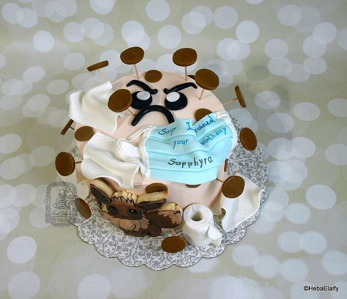 Sapphyre's corona virus birthday cake featuring Eevee