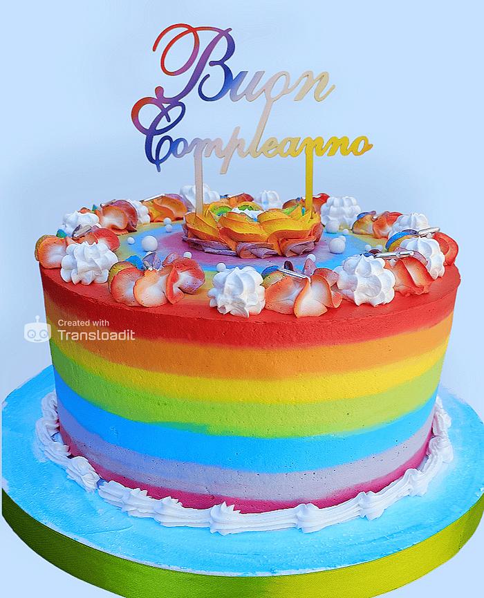 Rainbow whippingcream cake 