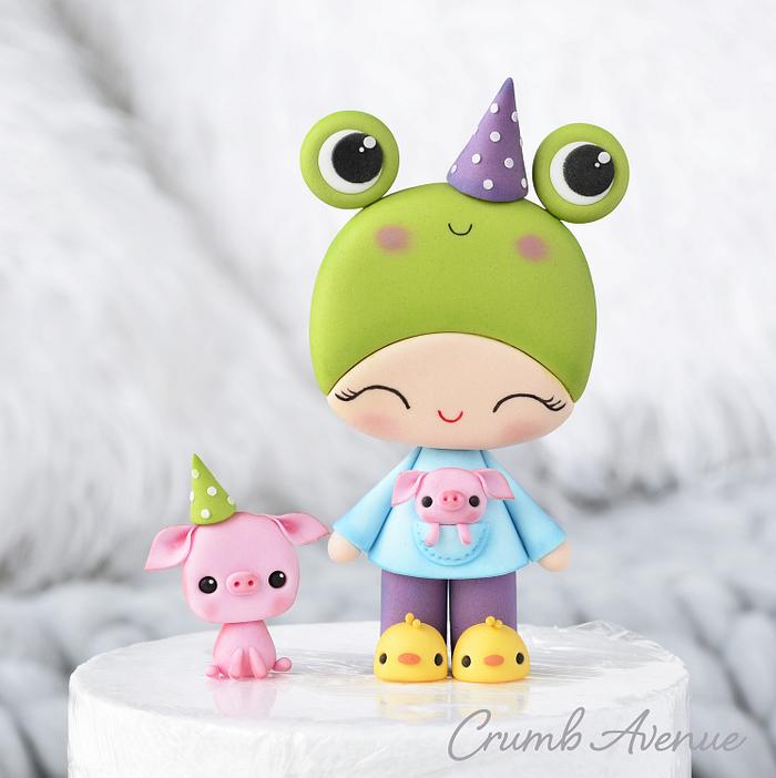 Frog and Piglets Cake Topper