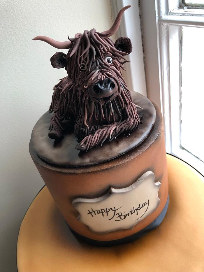 Highland cow cake topper 