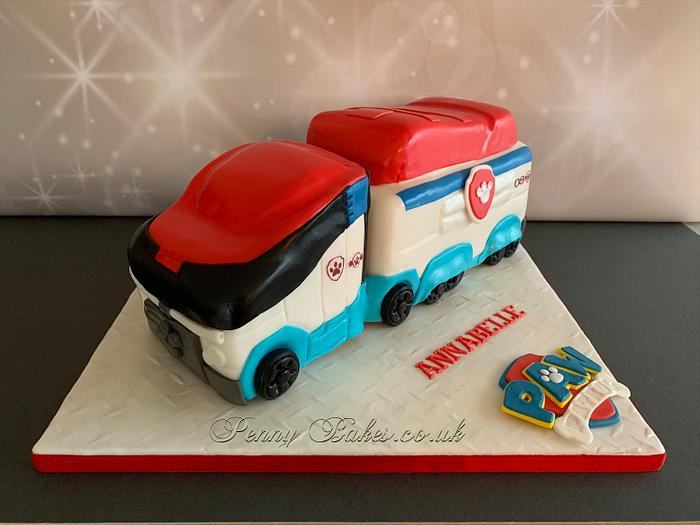 Paw Patroller lorry cake. 