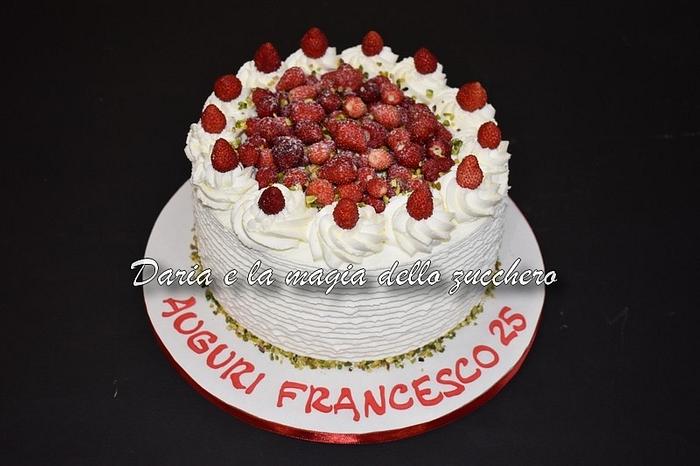 Cream and strawberries cake