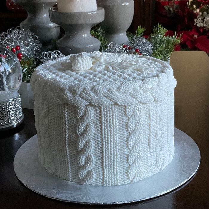 Cable Knit Sweater Cake