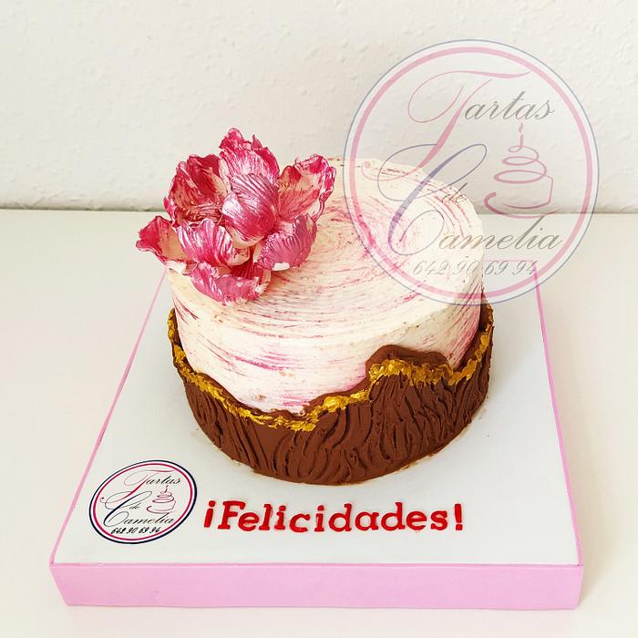 TARTA PEONIA ROSA - Decorated Cake by Camelia - CakesDecor