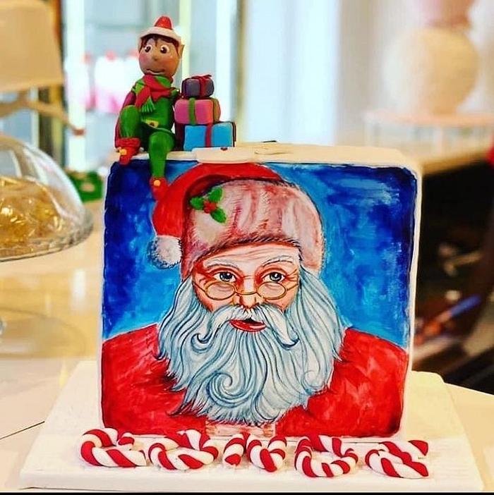 Cake painting merry christmas