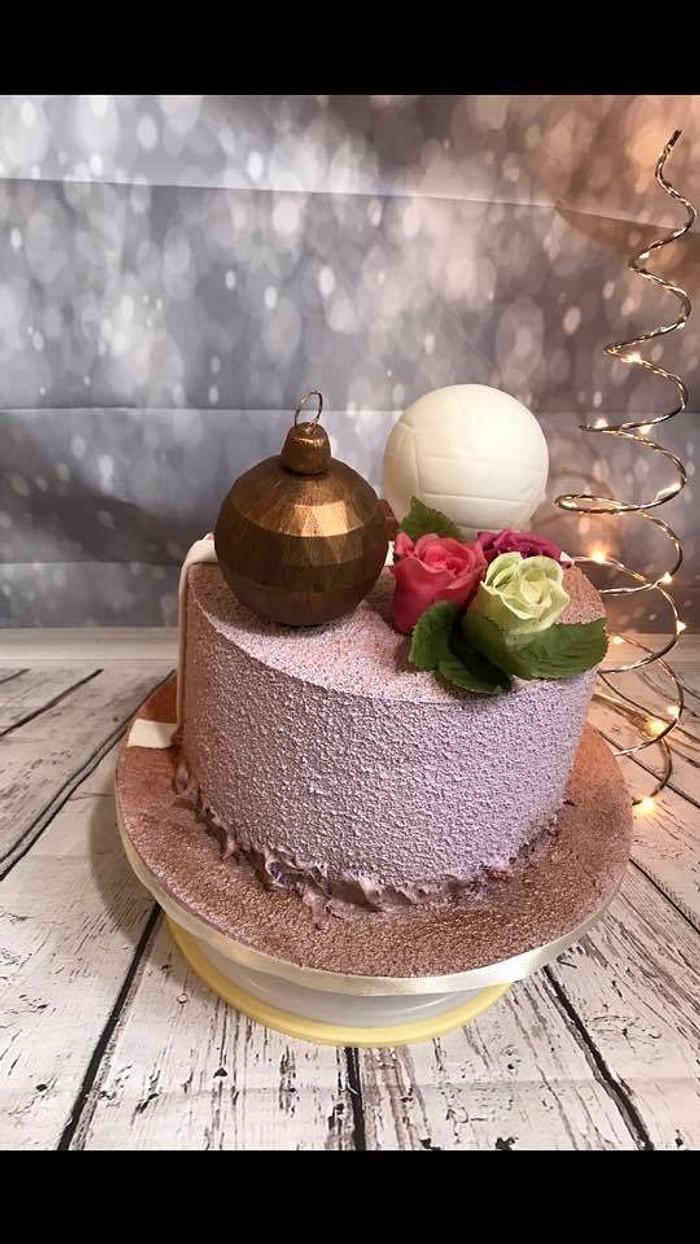 Duo cake - volleyball + choco rose