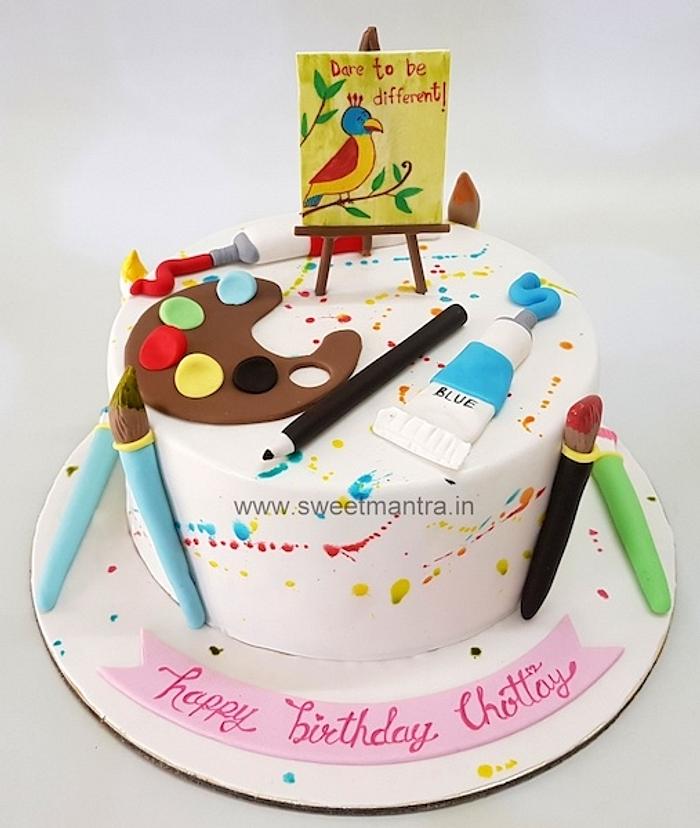 Painter and Canvas design cake