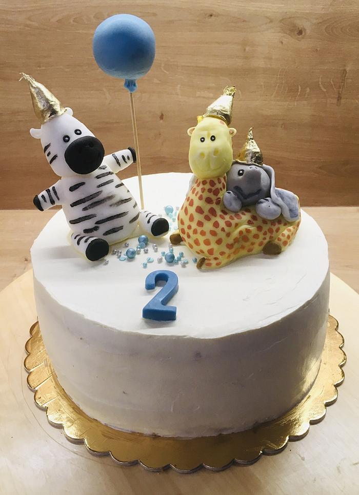 Birthday cake with zoo animals 