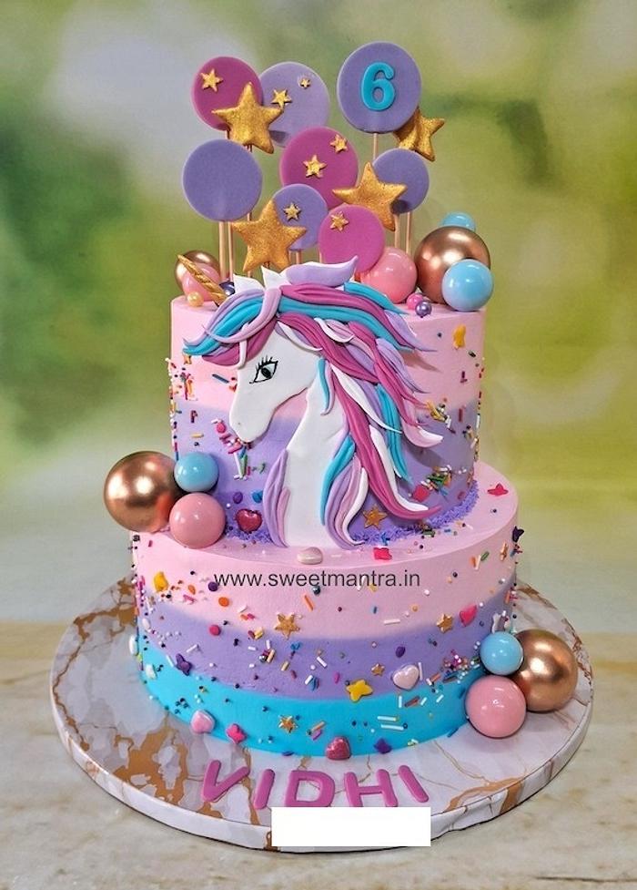 Unicorn double layer cream cake