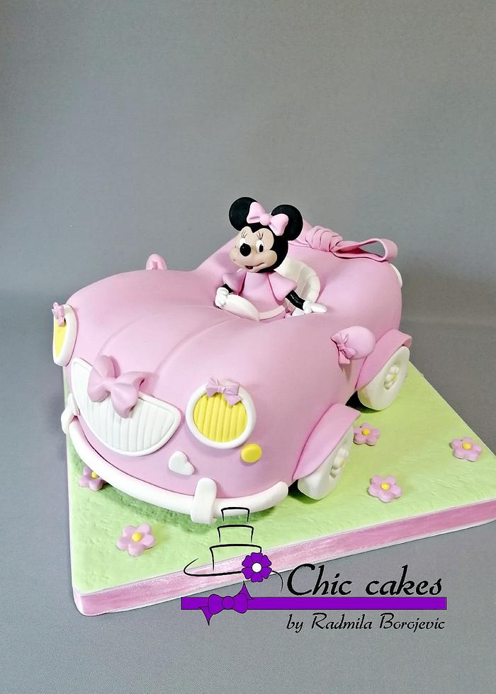 3d Minnie Mouse car cake