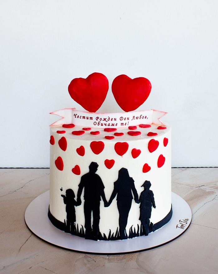 Cake with family silhouette