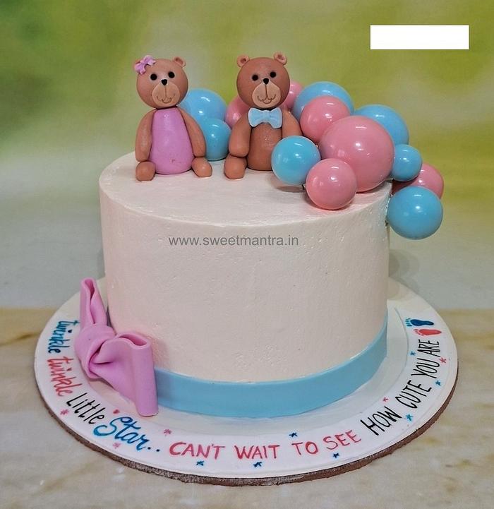 Pink and Blue teddy cake for Baby Shower