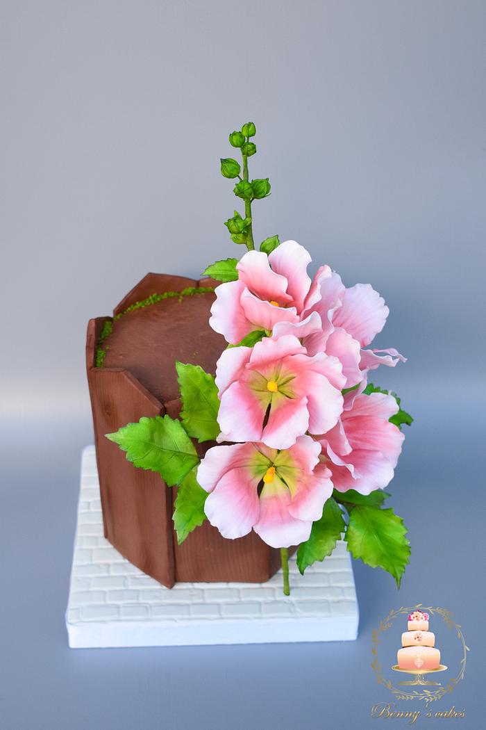 Cake with hollyhock 