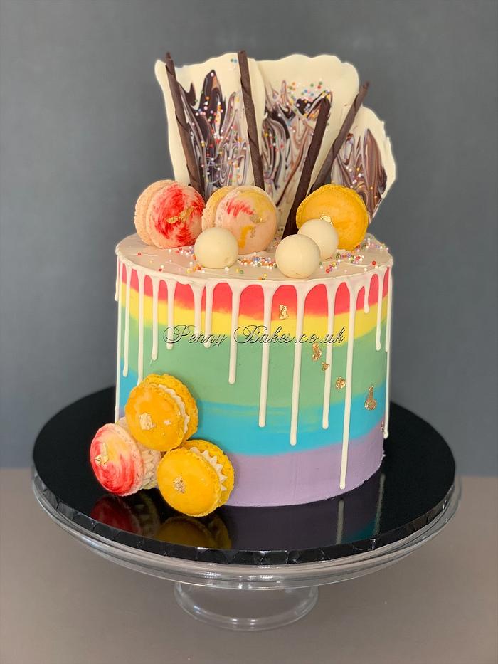 Rainbow drip cake