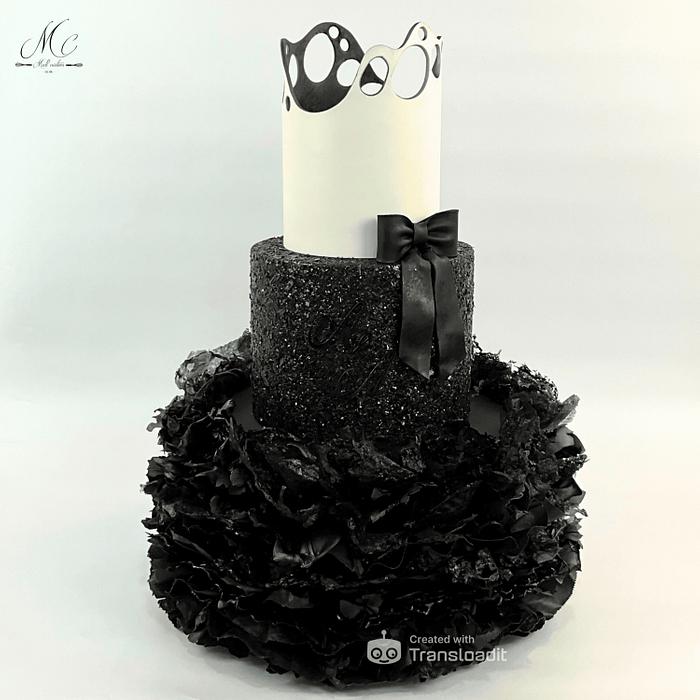 Wedding cake design black and white 