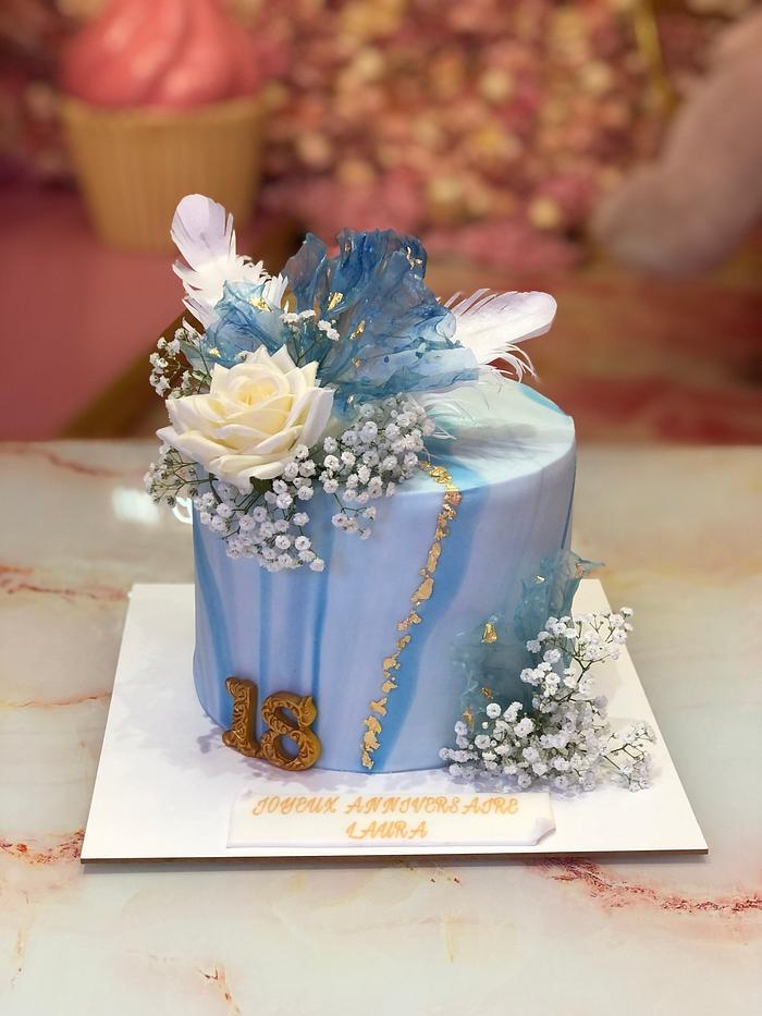 Blue marble cake 