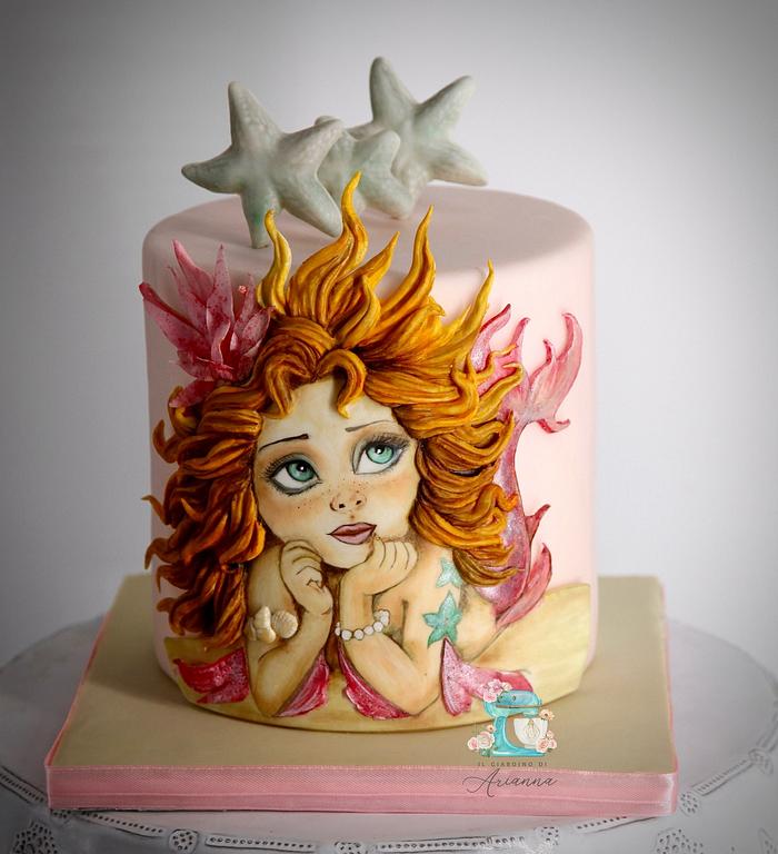 mermaid- handpainted Cake