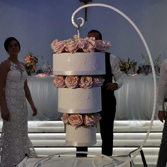 Upside-down wedding cake