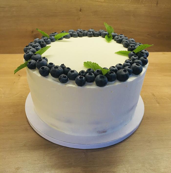 Seminaked cake with blueberries 