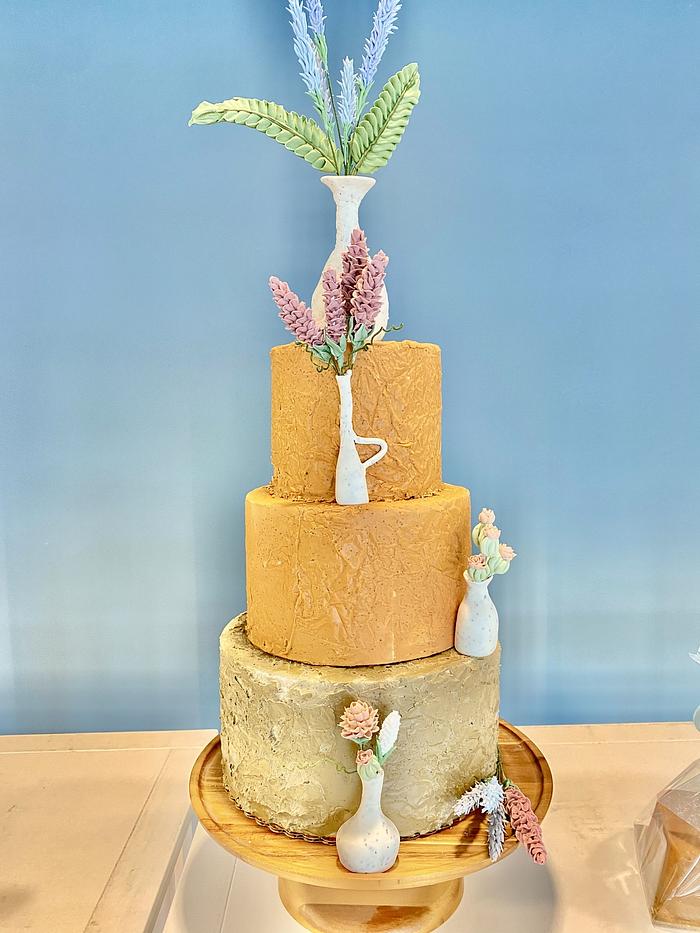 Terracotta and Lavender wedding cake